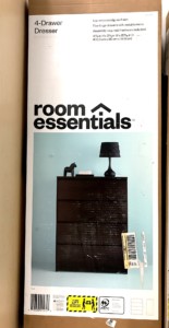 Room Essential 4-drawer dresser packaging